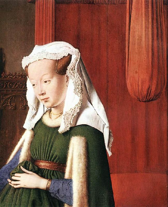 EYCK, Jan van Portrait of Giovanni Arnolfini and his Wife (detail) dg Norge oil painting art